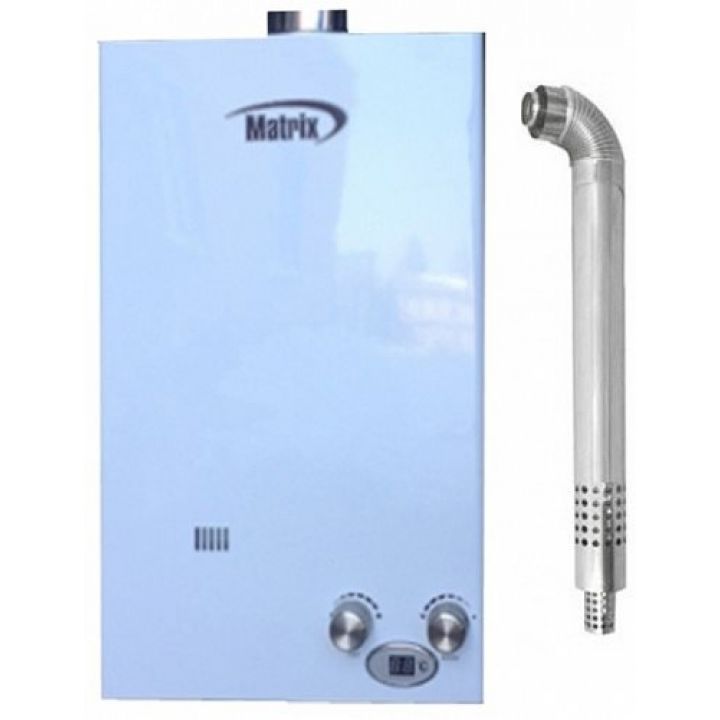 Газова колонка MATRIX JSD-10D White Turbo (біла )+комплект труб